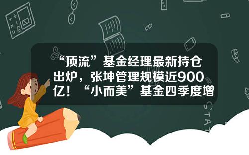 “顶流”基金经理最新持仓出炉，张坤管理规模近900亿！“小而美”基金四季度增速居前，3只基金净值增逾30%-分级基金a份额