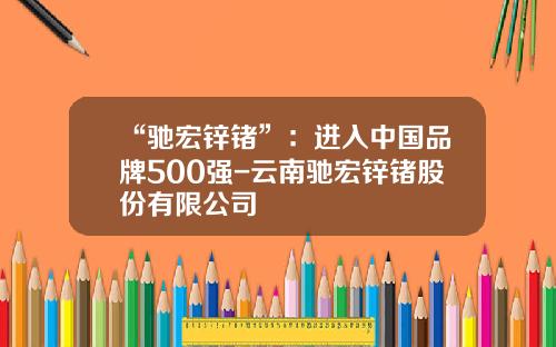 “驰宏锌锗”：进入中国品牌500强-云南驰宏锌锗股份有限公司