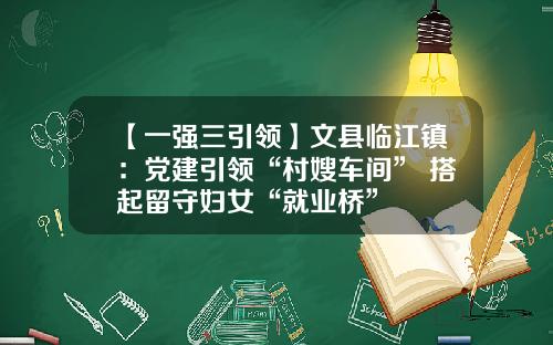 【一强三引领】文县临江镇：党建引领“村嫂车间” 搭起留守妇女“就业桥”