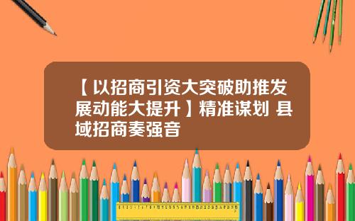 【以招商引资大突破助推发展动能大提升】精准谋划 县域招商奏强音