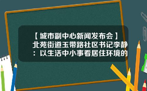 【城市副中心新闻发布会】北苑街道玉带路社区书记李静：以生活中小事看居住环境的改善，社区治理水平的提高