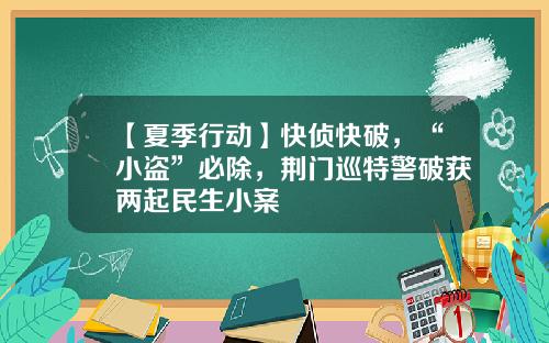 【夏季行动】快侦快破，“小盗”必除，荆门巡特警破获两起民生小案