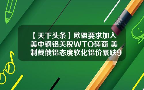 【天下头条】欧盟要求加入美中钢铝关税WTO磋商 美制裁俄铝态度软化铝价暴跌94%