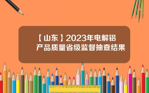 【山东】2023年电解铝产品质量省级监督抽查结果