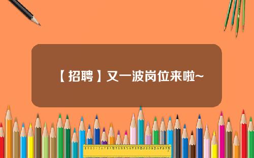 【招聘】又一波岗位来啦~