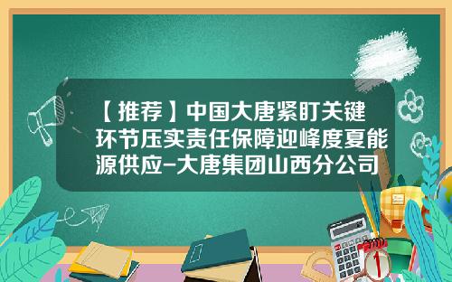 【推荐】中国大唐紧盯关键环节压实责任保障迎峰度夏能源供应-大唐集团山西分公司是央企吗
