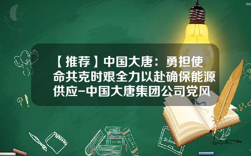 【推荐】中国大唐：勇担使命共克时艰全力以赴确保能源供应-中国大唐集团公司党风廉政建设责任追究办法