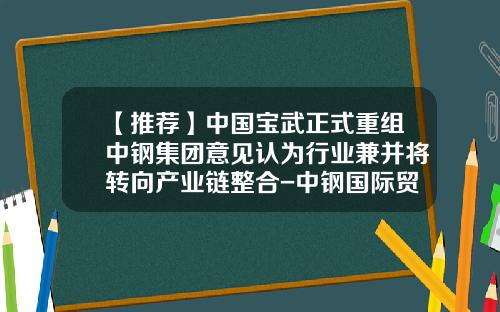 【推荐】中国宝武正式重组中钢集团意见认为行业兼并将转向产业链整合-中钢国际贸易有限公司