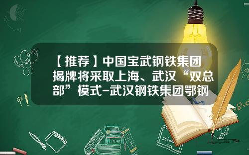 【推荐】中国宝武钢铁集团揭牌将采取上海、武汉“双总部”模式-武汉钢铁集团鄂钢公司