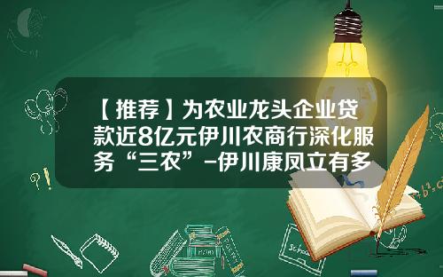 【推荐】为农业龙头企业贷款近8亿元伊川农商行深化服务“三农”-伊川康凤立有多少好车