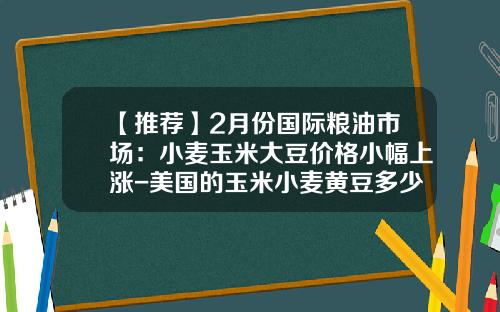 【推荐】2月份国际粮油市场：小麦玉米大豆价格小幅上涨-美国的玉米小麦黄豆多少钱一斤