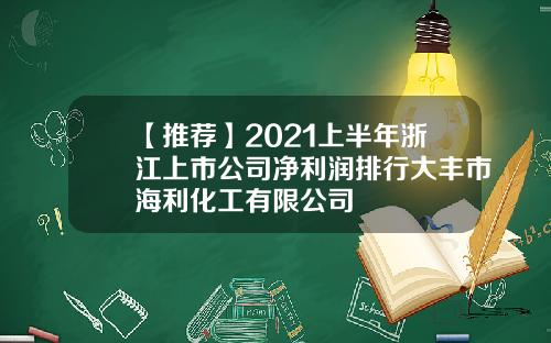 【推荐】2021上半年浙江上市公司净利润排行大丰市海利化工有限公司