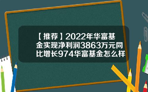 【推荐】2022年华富基金实现净利润3863万元同比增长974华富基金怎么样