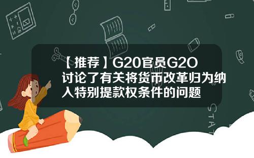 【推荐】G20官员G2O讨论了有关将货币改革归为纳入特别提款权条件的问题