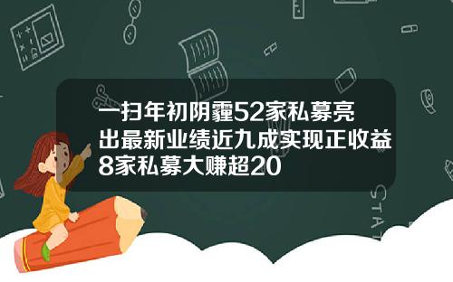 一扫年初阴霾52家私募亮出最新业绩近九成实现正收益8家私募大赚超20