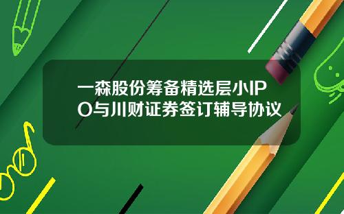 一森股份筹备精选层小IPO与川财证券签订辅导协议