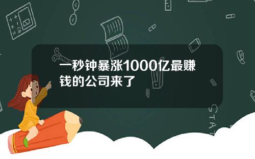 一秒钟暴涨1000亿最赚钱的公司来了