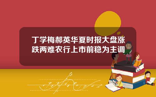 丁学梅郝英华夏时报大盘涨跌两难农行上市前稳为主调