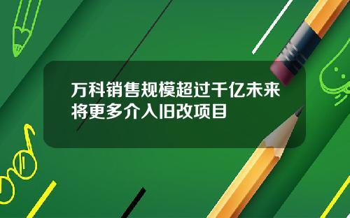 万科销售规模超过千亿未来将更多介入旧改项目