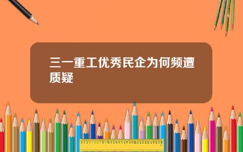 三一重工优秀民企为何频遭质疑