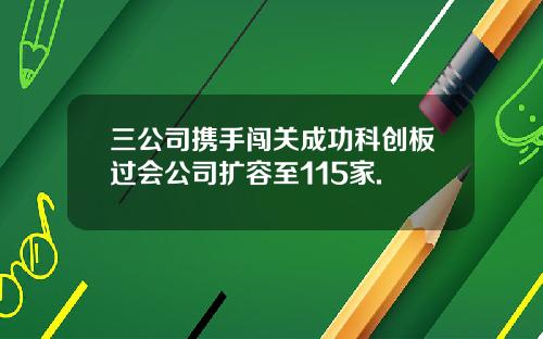 三公司携手闯关成功科创板过会公司扩容至115家.
