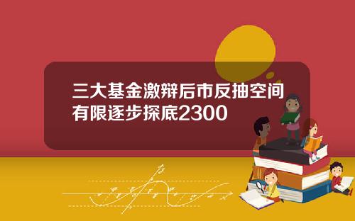 三大基金激辩后市反抽空间有限逐步探底2300
