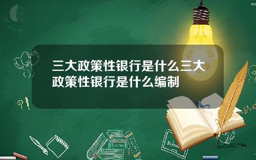 三大政策性银行是什么三大政策性银行是什么编制