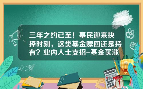 三年之约已至！基民迎来抉择时刻，这类基金赎回还是持有？业内人士支招-基金买涨还是买跌