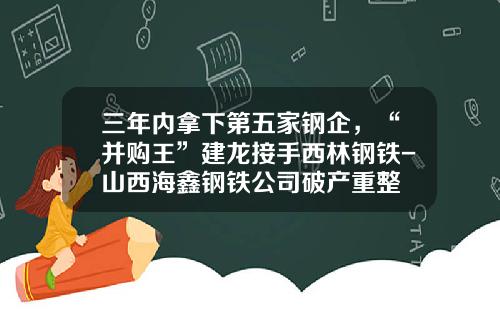 三年内拿下第五家钢企，“并购王”建龙接手西林钢铁-山西海鑫钢铁公司破产重整