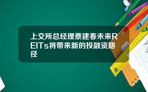 上交所总经理蔡建春未来REITs将带来新的投融资路径