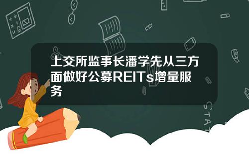 上交所监事长潘学先从三方面做好公募REITs增量服务