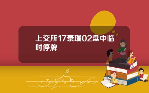 上交所17泰瑞02盘中临时停牌
