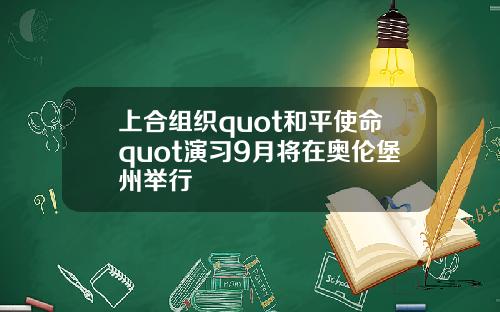 上合组织quot和平使命quot演习9月将在奥伦堡州举行