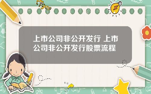 上市公司非公开发行 上市公司非公开发行股票流程