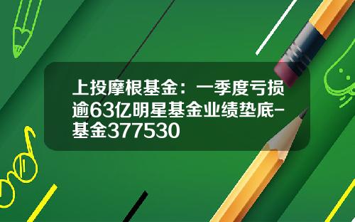 上投摩根基金：一季度亏损逾63亿明星基金业绩垫底-基金377530