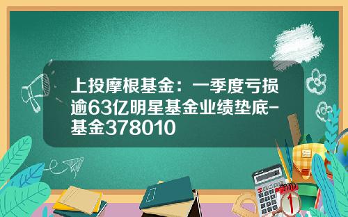 上投摩根基金：一季度亏损逾63亿明星基金业绩垫底-基金378010