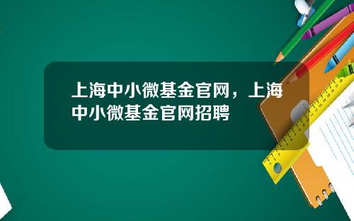 上海中小微基金官网，上海中小微基金官网招聘