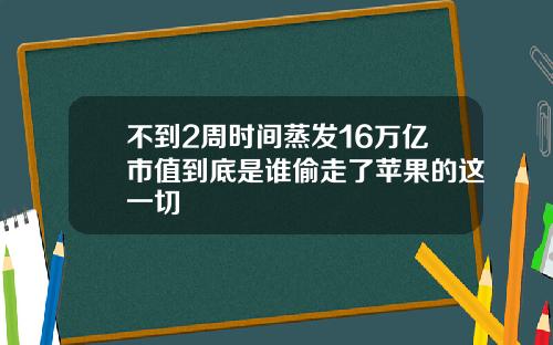 不到2周时间蒸发16万亿市值到底是谁偷走了苹果的这一切
