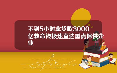不到5小时拿贷款3000亿救命钱极速直达重点保供企业