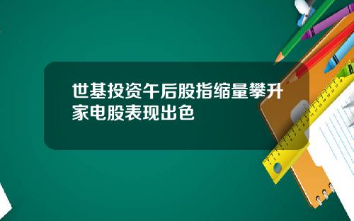 世基投资午后股指缩量攀升家电股表现出色