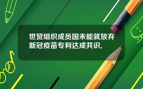 世贸组织成员国未能就放弃新冠疫苗专利达成共识.
