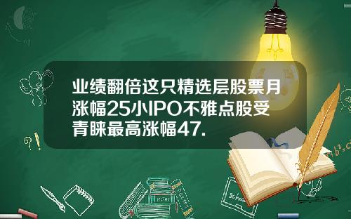 业绩翻倍这只精选层股票月涨幅25小IPO不雅点股受青睐最高涨幅47.