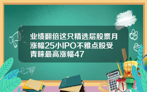 业绩翻倍这只精选层股票月涨幅25小IPO不雅点股受青睐最高涨幅47