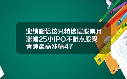 业绩翻倍这只精选层股票月涨幅25小IPO不雅点股受青睐最高涨幅47