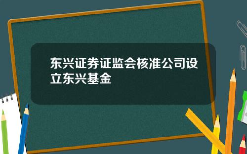 东兴证券证监会核准公司设立东兴基金