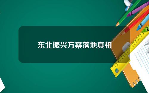 东北振兴方案落地真相