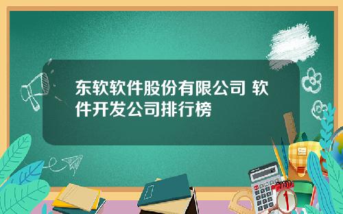 东软软件股份有限公司 软件开发公司排行榜