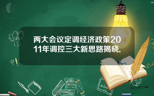 两大会议定调经济政策2011年调控三大新思路揭晓.