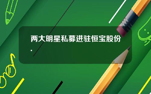 两大明星私募进驻恒宝股份.