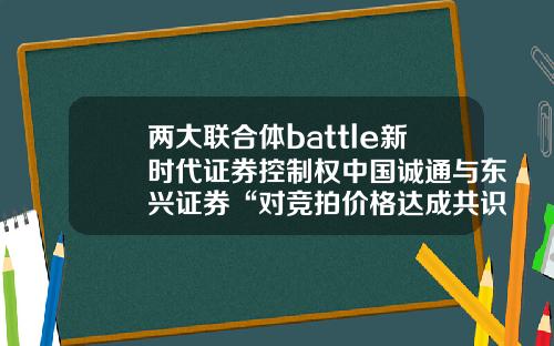 两大联合体battle新时代证券控制权中国诚通与东兴证券“对竞拍价格达成共识”-北京新天地互动多媒体技术有限公司